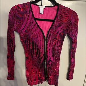 Cache Vintage  Fuchsia and Black Knit Cardigan XS